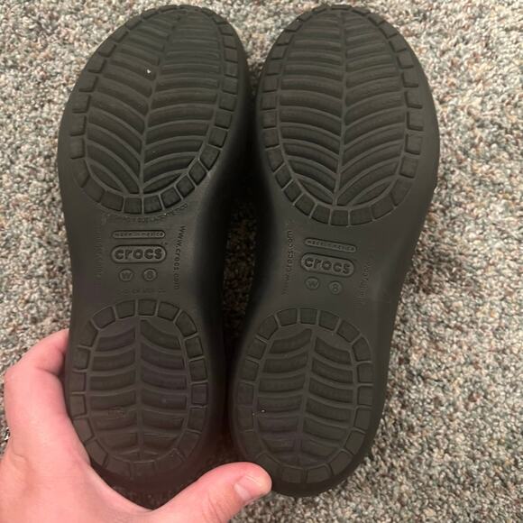 Crocs Kadee Flats Slip On Waterproof Shoes Women Size 8 Solid Black Ballet Flats - Picture 8 of 8